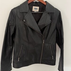Faux Leather Bomber Jacket